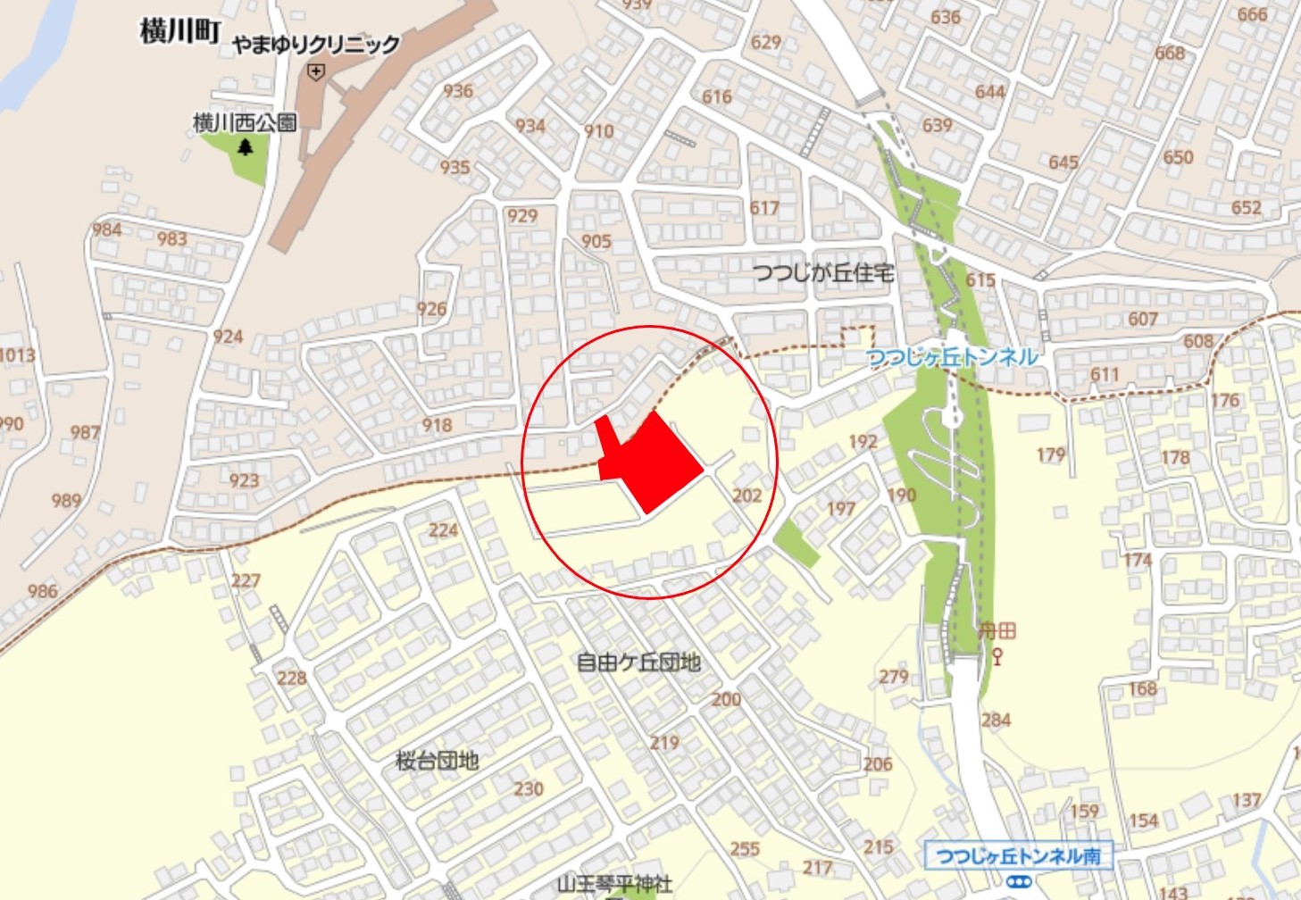 八王子市長房町・横川町　売地のマップ